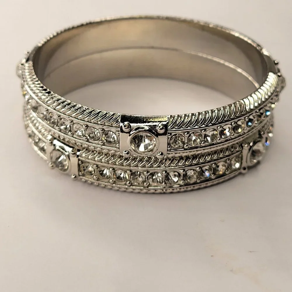 Silver Bangle with Crystals - Picture 13 of 15